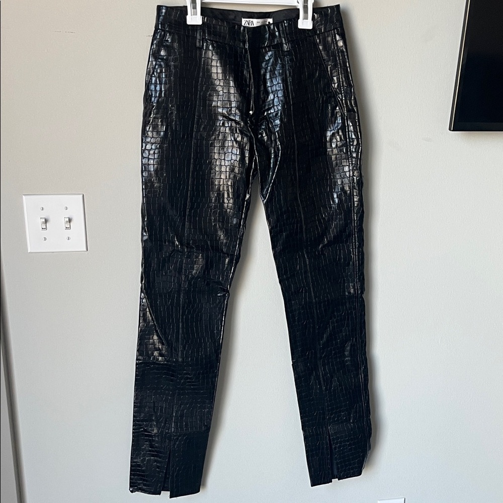 Zara Shiny Black Croc-Patterned 2 piece set